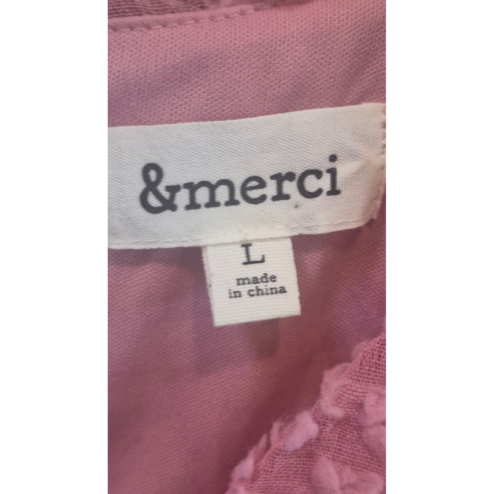 &merci Pink Textured Floral Wrap Dress Ruffle Hem V-Neck Romantic Garden Party L - Picture 5 of 13